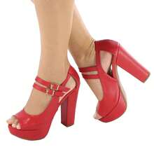 Women's Platform Sandal Shoe With 12 Cm Thick Heel – Modernity And Sophistication - 紅色 - 查看 3