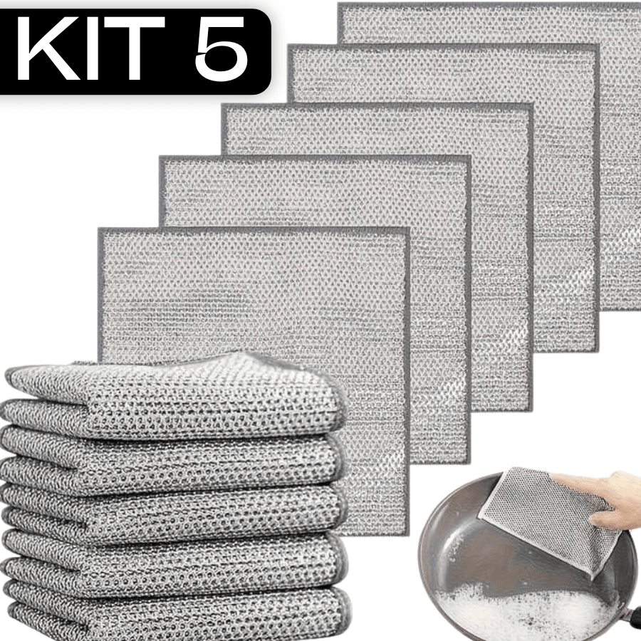 Kit 5 Panos De Limpeza De Cozinha Fogão Reutilizável/Toalha Louça/Panos DomésticO/Lavagem De Aço