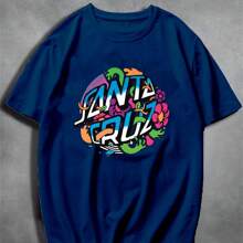 Santa Cruz Hawans Streetwear Plus Size 100% Cotton Unisex T-Shirt - Màu xanh hải quân - Xem 2