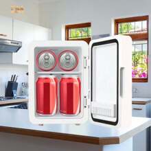 Mini Skincare Fridge With Dimmable LED Light Mirror, Portable Refrigerator, Heater, Cooler