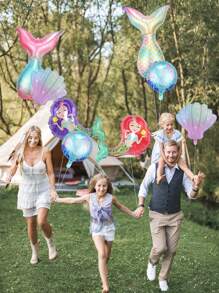 8 件美人鱼派对气球美人鱼铝箔气球美人鱼生日装饰美人鱼尾巴气球贝壳气球海底主题派对用品美人鱼公主生日派对淋浴装饰 - 彩色 - 查看 6