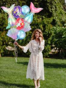 8 件美人鱼派对气球美人鱼铝箔气球美人鱼生日装饰美人鱼尾巴气球贝壳气球海底主题派对用品美人鱼公主生日派对淋浴装饰 - 彩色 - 查看 4