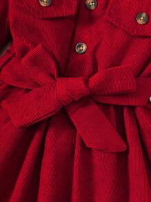Young Girl Plain Single-Breasted Collared Shirt Dress, Fashion Formal Outfit Suitable For Spring, Summer, Autumn And Winter