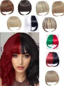Bangs Hair Clip In Bangs Synthetic Hair Extensions Front Fringe French Bangs With Temples Hairpiece For Women Curved Bangs - Multicolor - View 2