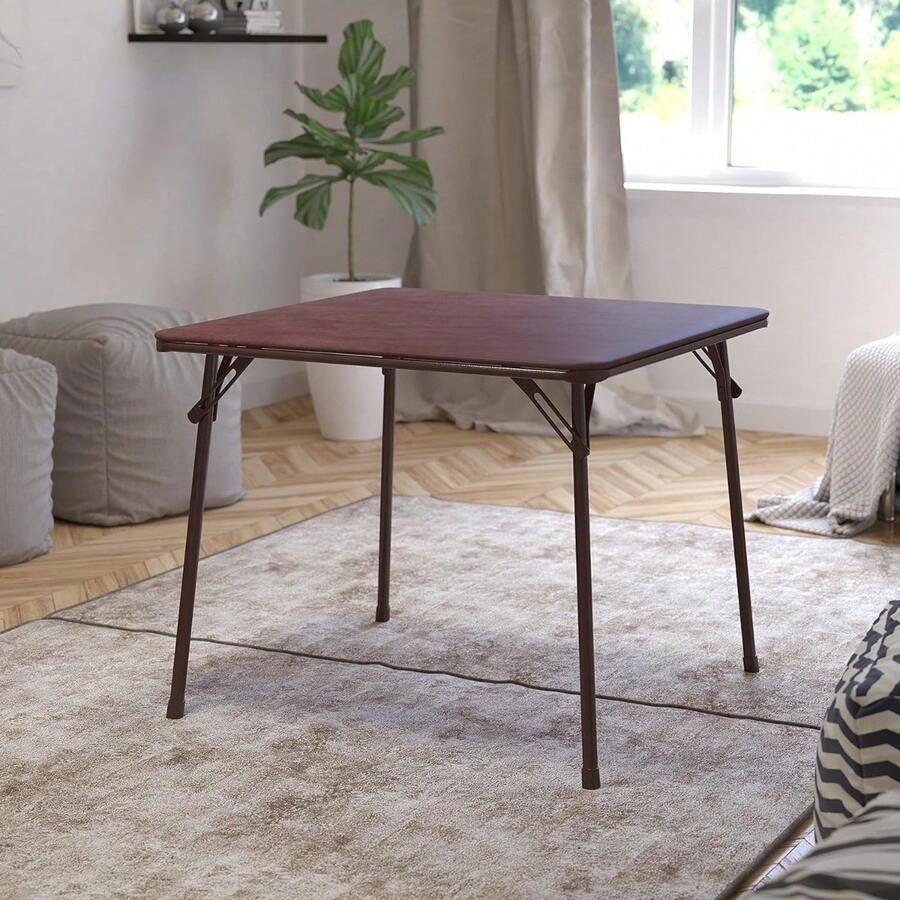 Folding Card Table Brown Foldable Card Table Square Portable Table