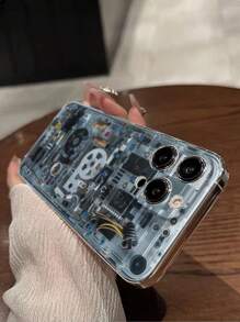 Perforated High Transparency Mechanical Gear Structure Colored Painting Shockproof Soft Phone Case - Multicolor - View 6