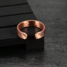 男士纯铜磁力戒指可调节软金属高磁线开口袖口 6 毫米宽可调整大小的珠宝 - 灰色 - 查看 11