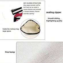 Polka Dot Lip Print Cosmetic Bag, Braided Strap Women Portable Toiletry Makeup Organizer - Multicolor - View 11