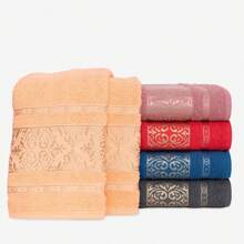 Kit 2 Large Bath Towels, Thick, Soft, 100% Cotton, Great Absorption, Arabesque, 75x150cm - Hồng - Xem 2