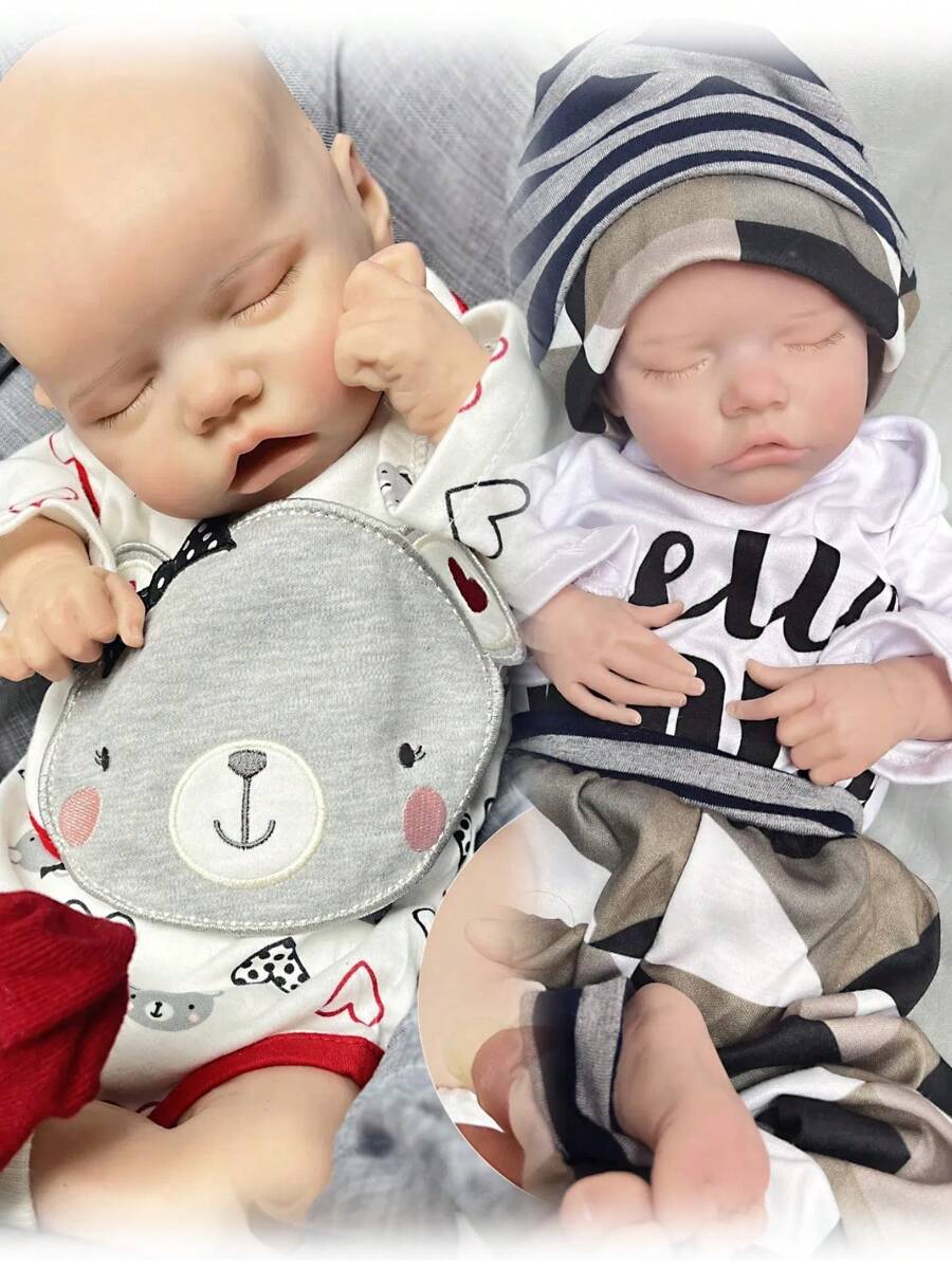 1PC 16 Inch Reborn Doll Twins Sisters Full Body Solid Silicone Twins A