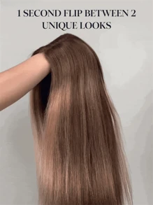 Unice Hair DoubleWear 4x4 Yaki Straight Wig Ombre Chestnut Brown & Honey Blonde Higlight 2 Styles In 1 Put On And Go Wig Glueless Human Hair - 流行色(其他顏色) - 查看 5