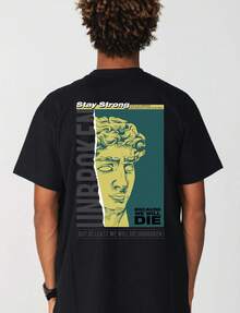 Stay Strong Oversized T-Shirt Black Premium T-Shirt Men's Women's 100% Cotton Reinforced Street Fashion - 黑色 - 查看 2