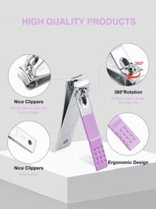 专业不锈钢指甲刀套装，配有耳垢清除工具和指甲锉 - 耐用便携的修脚和修指甲工具，适用于手指甲和脚趾甲