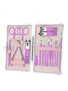 专业不锈钢指甲刀套装，配有耳垢清除工具和指甲锉 - 耐用便携的修脚和修指甲工具，适用于手指甲和脚趾甲