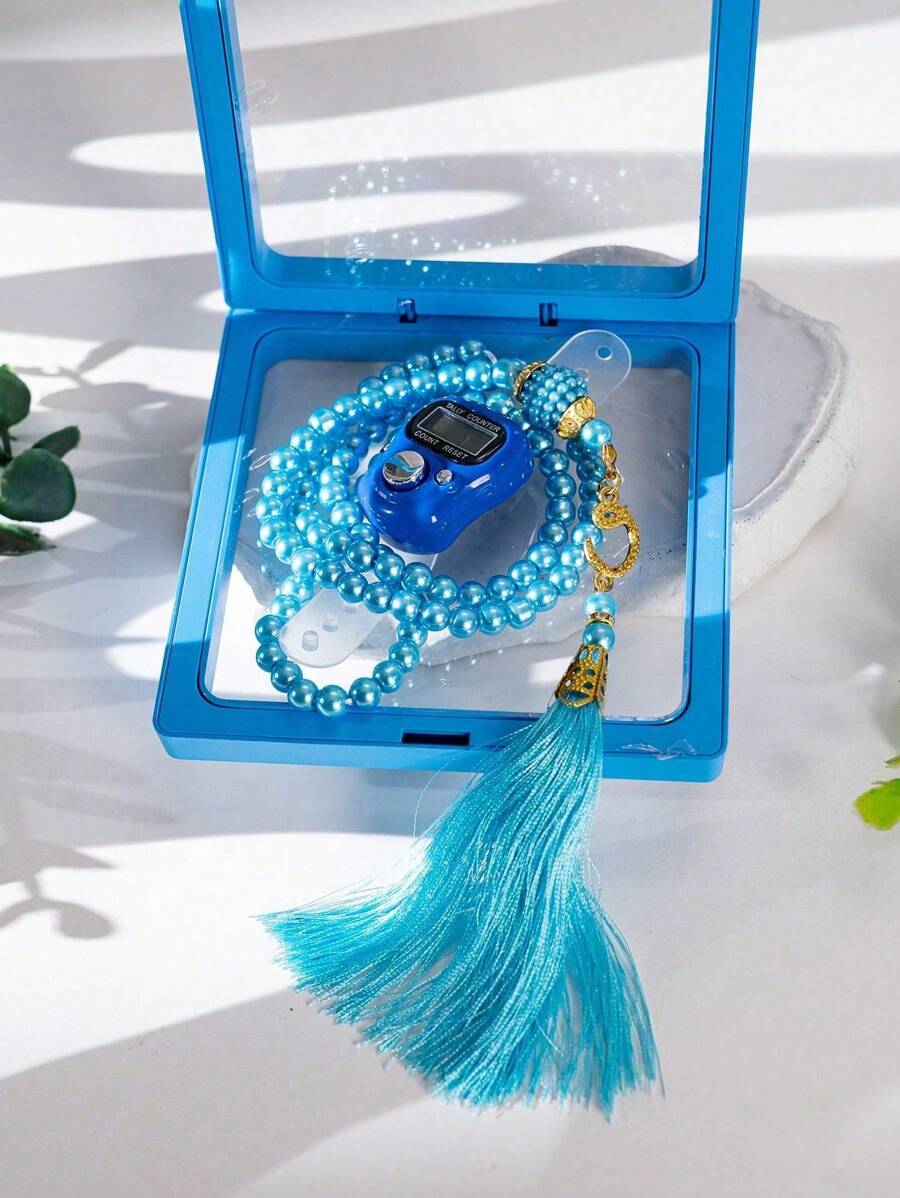 1 Set Rhinestone Prayer Ring Counter, Muslim Tasbih Beads And Tasbih Bracelet - Multicolor - View 1