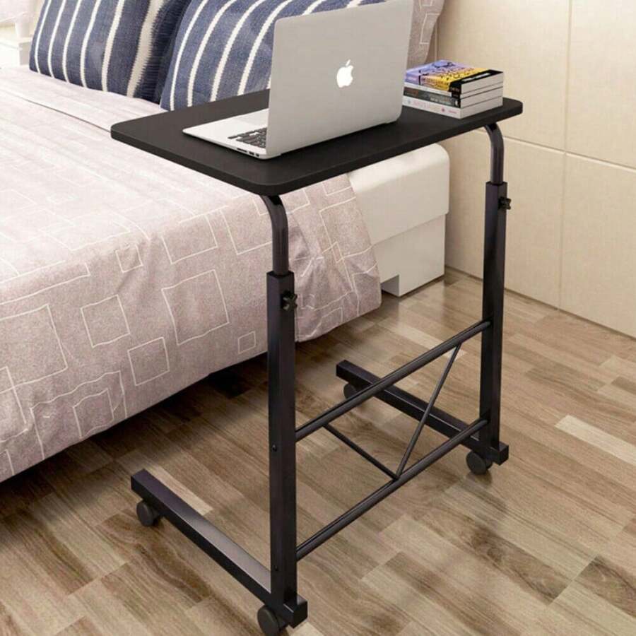 Rolling Laptop Table Stand Height Adjustable Computer Desk Sofa Bed