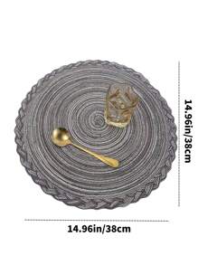 Okrągłe podkładki 2/4/6/8 szt. Zestaw - tkane, odporne na ciepło, antypoślizgowe maty na stół kuchenny, 15 cali, zmywalne maty na stół do kolacji, grilla, do użytku wewnątrz i na zewnątrz (czarno-szary) - Szary - Zobacz 6