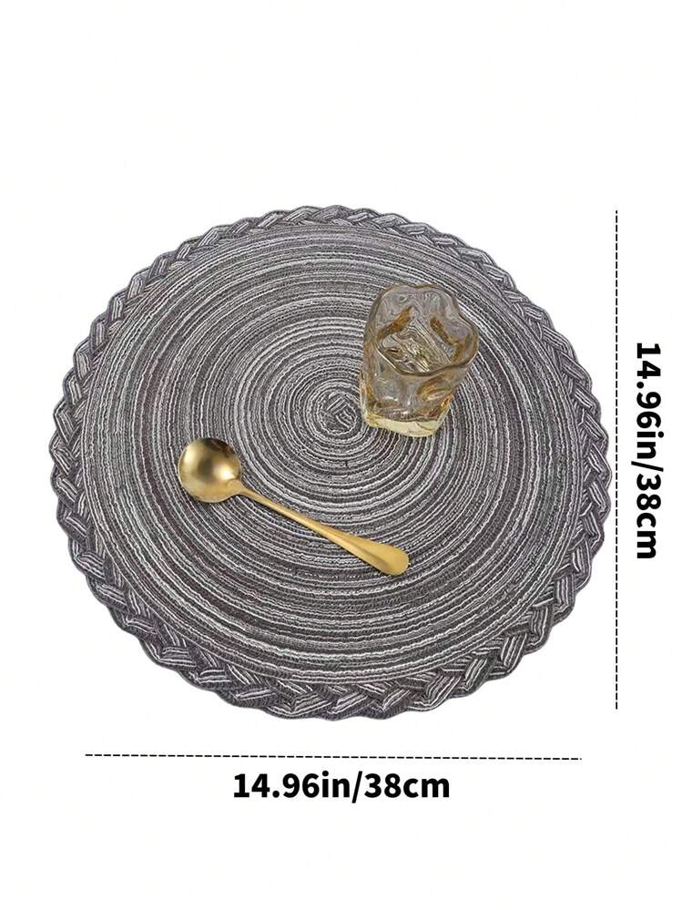 Set Di 8 Tovagliette Rotonde Intrecciate Per Tavolo Da Pranzo In Tessuto Lavabile E Antiscivolo 38 Cm Grigio 8 Pezzi 92925375