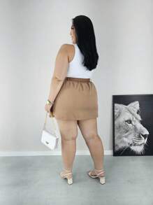 Short Saia Plus Size Alfaiataria com Cinto várias cores Verão