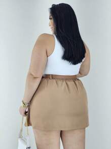 Short Saia Plus Size Alfaiataria com Cinto várias cores Verão