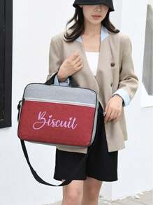 Spersonalizowana, haftowana torba do przechowywania laptopa, lekka teczka z wewnętrzną przegrodą, duża pojemność, modna torba na ramię do dojazdów do pracy, biznesowa torba na komputer, oficjalna torba do dojazdów do pracy w blokach kolorów