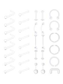 CIZME 透明鼻钉、透明鼻环（适合工作场所佩戴）、透明塑料鼻钉固定器（适用于手术）、鼻环垫、鼻环固定器、鼻中隔固定器、透明唇环、塑料耳环 - 無色 - 查看 18