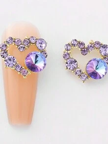 10/35 chiếc mặt dây chuyền trái tim Valentine đính đá trang trí móng tay, mặt dây chuyền trái tim nhiều màu sắc đính đá trang trí móng tay, pha lê và đá quý 3D sáng bóng cho móng tay Blingers - Nhiều màu - Xem 8