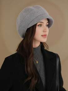 1 件装女士纯色贝雷帽，保暖防风，适合妈妈，时尚百搭兔毛针织帽，适合户外散步 - 彩色 - 查看 12
