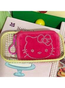 Sanrio 1 szt. Sanrio Hello Kitty Cute Cartoon przenośna portmonetka na monety, wysokiej jakości pluszowa mini przechowalnia, czarna torba na klucze