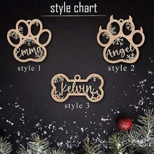 1 Stück personalisierte Haustier-Pfotenmuster-Text Hängedeko, Hunde-Pfoten-Hängedeko, Katzen-Schlüsselanhänger, Knochen-Schlüsselanhänger, personalisierte Hängedeko mit Namen, personalisierte Hänge-Ornamente mit Namen, Weihnachtsgeschenk, personalisierter Holzartikel, Schlüsselanhänger, Anhänger, geflochten, Holz, Glocken, das perfekte Geschenk für sie