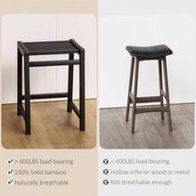 Bar Stools, Set Of 2 Bar Chairs,24 Inch Bamboo Modern Counter Height Stools, Kitchen Counter Stools For Kitchen Island, Dining Room, Counter, Bar - màu đen - Xem 3
