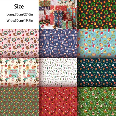 10pcs Christmas Wrapping Paper, Gift Packaging Paper With Snowflake, Santa Claus, Reindeer, Christmas Tree & Stockings Patterns, Large Size Bouquet Flower Gift Box Ribbon Christmas Wrapping Paper, Christmas Bouquet Flower Wrapping Paper, Thicker & Larger Kraft Paper For Flower Shop, DIY Flower Arranging, Mother's Day, Valentine's Day, Birthday, Anniversary, Wedding, Graduation, Christmas, Gift Packaging,Christmas