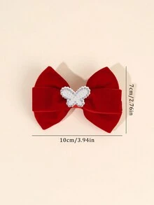 2 件装女士天鹅绒蝴蝶结发夹，优雅的蝴蝶结发夹，配以美丽的人造珍珠蝴蝶，时尚发饰，适合日常佩戴 - 彩色 - 查看 5