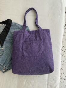 2024 新款女士大容量高端宽肩带单肩斜挎包，小众秋冬帆布托特包 - 紫色 - 查看 10