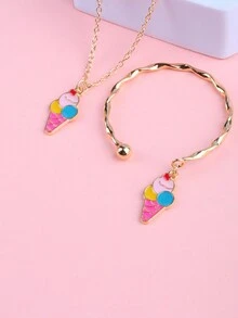 1 套女孩首饰套装，金色锌合金配饰，包括手链和项链，多元素礼品套装，适合生日、节日、派对、圣诞节 - 彩色 - 查看 17