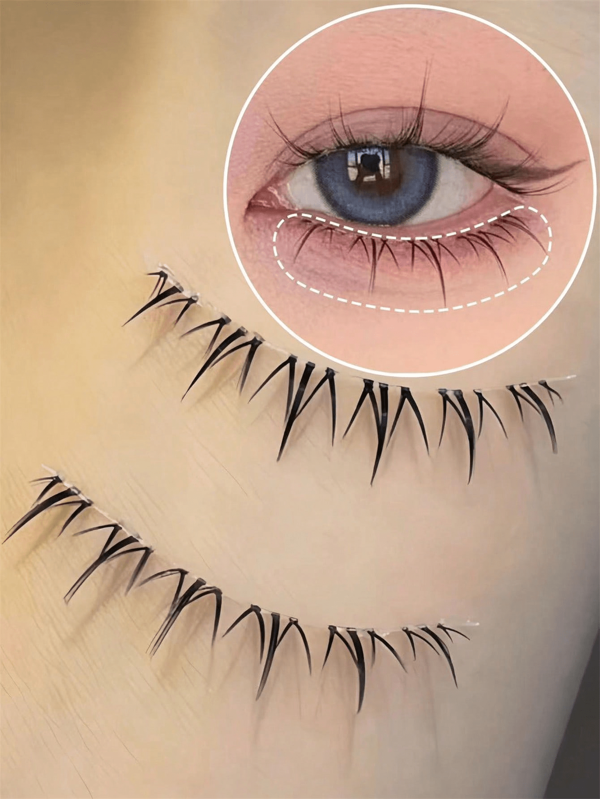 5 Pairs Fairy Lower Eyelashes, Manga Little Devil Style Natural Look False Eyelashes With Transparent Stem Natural Full Strip Lashes