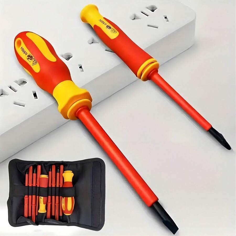 10 Pc Insulated Screwdriver Set With Phillips, Cross, And Flathead Bits