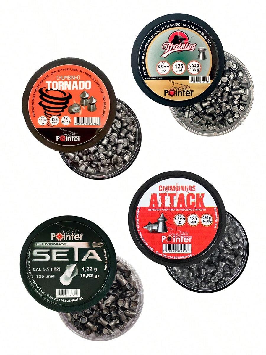 Kit Mix 500 Assorted Pellets 5.5mm Pointer Attack, Arrow, Tornado And Training 5.5 - Xám - Xem 1