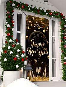 1 tấm phông nền tiệc đếm ngược mừng năm mới 2025, đồ trang trí đêm giao thừa, biểu ngữ mừng năm mới - Nhiều màu - Xem 4