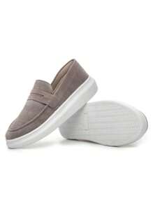 Men's Loafer Derby Shoes Genuine Leather Stitched Soft Comfortable Cheap - 灰色 - 查看 3