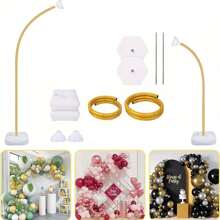 2pcs Gold Balloon Arch Stand Kit, Free Bending Shape Balloon Column Stand With Base, Half Arch Balloon Stand For Floor, Ideal For Wedding Birthday Valentines Decorations