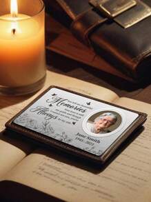 1pc Custom Photo Wallet Card, Personalized Memorial Text Wallet Card, Custom Photo Keepsake Purse Card, Personalized Engraved Photo And Text Purse Card, Memorial Gift For Loss Of Loved One Personalized Wallet Card With Picture In Your Pocket