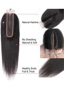 2x6 Transparent Lace Frontal Brazilian Natural Color 1B Straight Frontal Closure Human Hair Unprocessed Virgin Human Hair With Baby Hair 8-20 Inch - SNatural - View 3