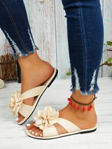 Sandálias femininas elegantes florais, chinelos confortáveis e casuais de verão, elegantes para uso diário