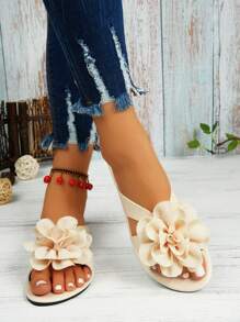 Sandálias femininas elegantes florais, chinelos confortáveis e casuais de verão, elegantes para uso diário