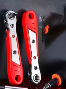 棘轮螺丝刀处理狭窄空间，前后，弯头扳手，直角弯曲，十字螺丝刀，钢材，红色，需要组装，非电动，无需电池，适用于工业和科学用途 - 彩色 - 查看 8