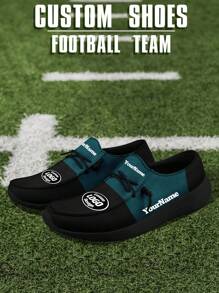 Men's Custom Logo Custom Name Loafers, Philadelphia Football Designed Lightweight Comfortable London Sole Canvas Shoes For Spring, Summer, Autumn And Winter, Slouchy Loafers, Personalized Fun Unique Gift For Mom/Dad/Her/Him/Girlfriend/Boyfriend/Wife/Husband/Friend