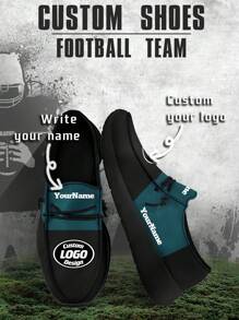 Men's Custom Logo Custom Name Loafers, Philadelphia Football Designed Lightweight Comfortable London Sole Canvas Shoes For Spring, Summer, Autumn And Winter, Slouchy Loafers, Personalized Fun Unique Gift For Mom/Dad/Her/Him/Girlfriend/Boyfriend/Wife/Husband/Friend