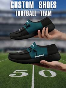 Men's Custom Logo Custom Name Loafers, Philadelphia Football Designed Lightweight Comfortable London Sole Canvas Shoes For Spring, Summer, Autumn And Winter, Slouchy Loafers, Personalized Fun Unique Gift For Mom/Dad/Her/Him/Girlfriend/Boyfriend/Wife/Husband/Friend