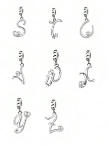 HuooNew 1pc Exquisite Cubic Zirconia Heart Decor Sterling Letter Sterling Silver DIY Pendant For Women For DIY Jewelry Making